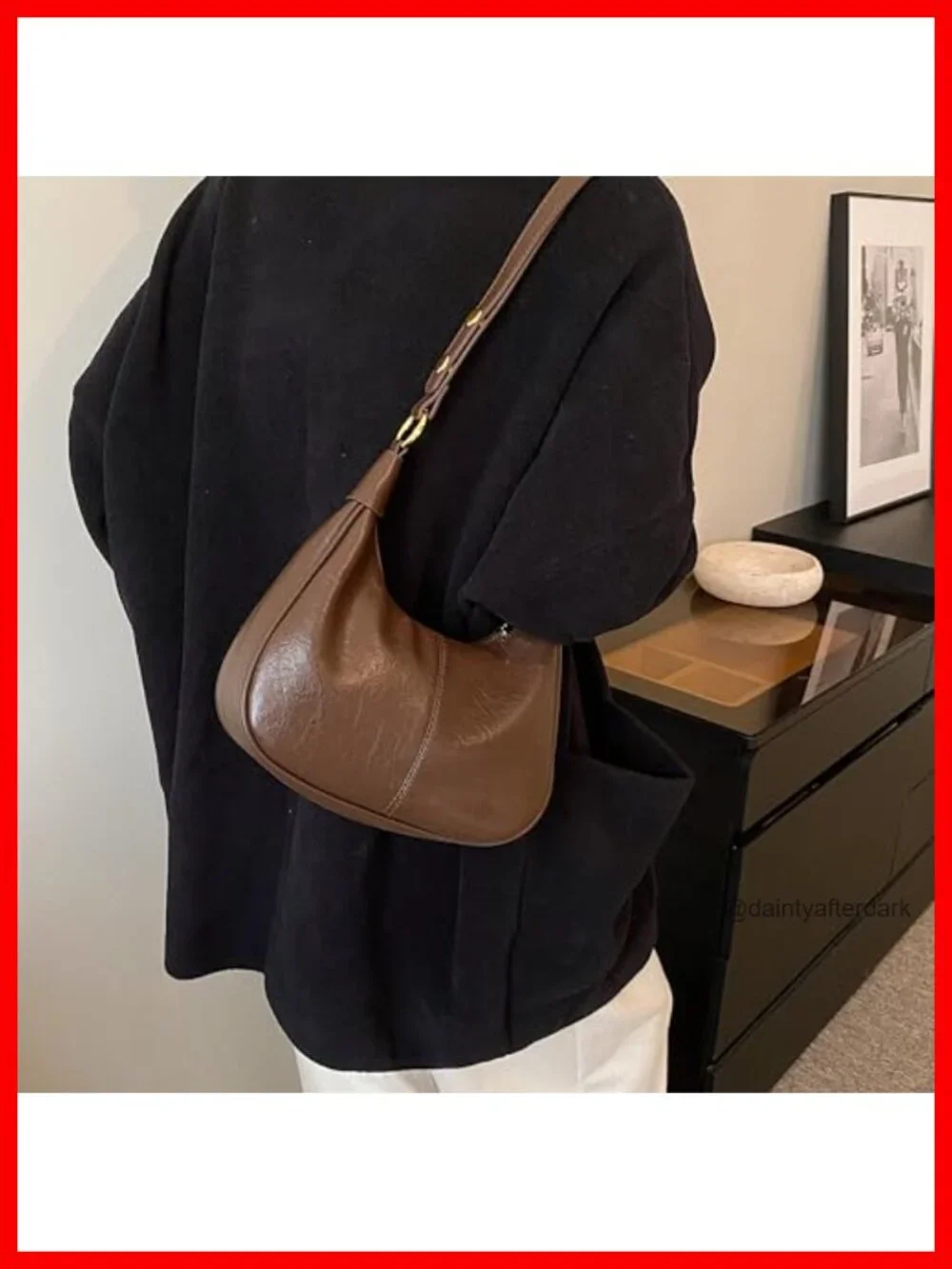 Vintage Faux Leather Hobo Bag Small Crescent Shoulder Crossbody Purse